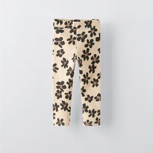 Zara Cream and Black Leggings with Playful Paw Print